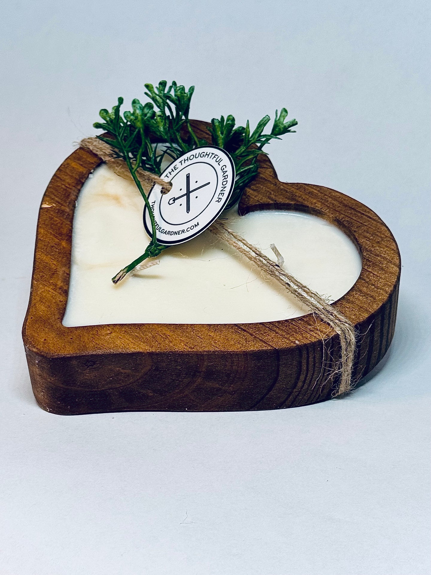 Wooden Heart Dough Bowl Candle